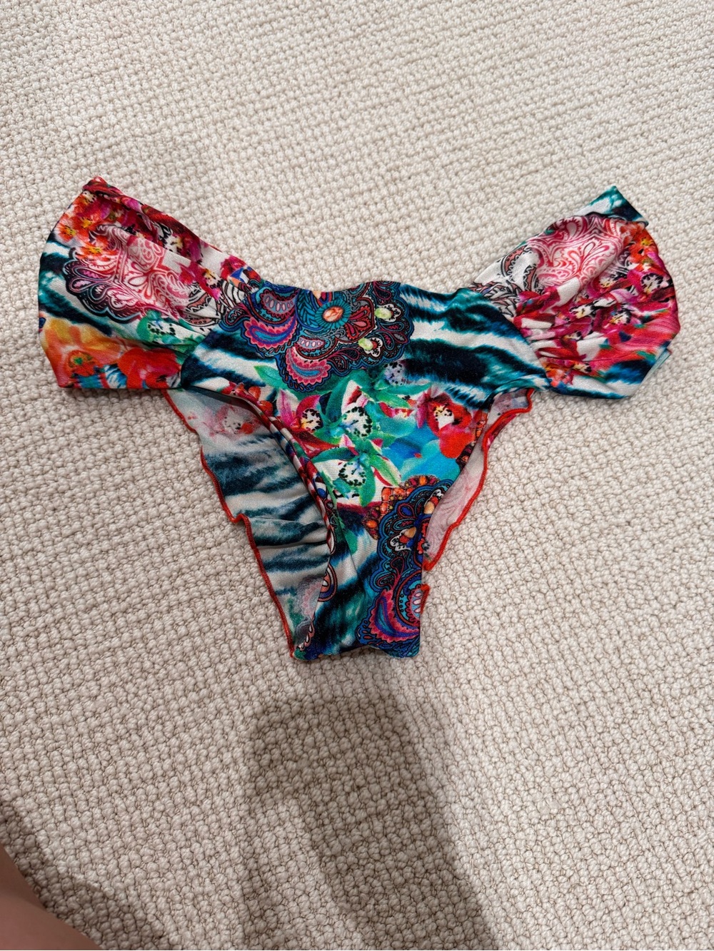 Luli Fama Multicolor Floral & Aqua Print Bikini Bottoms